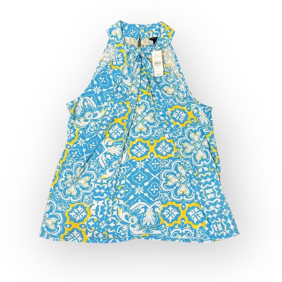 Ann Taylor Tile Print Mixed Media Draped Halter Top Womens MD - *NWT!* - Picture 2 of 9